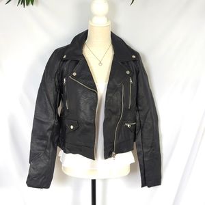 NWT Faux Black Leather Cropped Jacket (Size S/M)